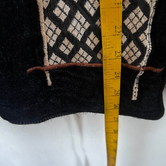 Vintage Julia Kim Black Patchwork Jacket Boho Artsy Art To Wear Retro Medium - Picture 4 of 5